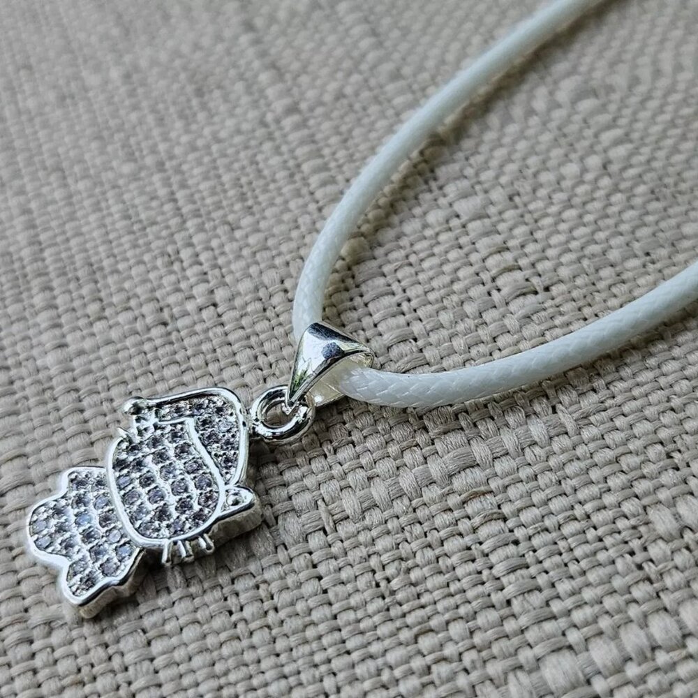 Women Necklace Silver Tone Crystals Accent Kitty Pendant Fashion Jewelry - Picture 1 of 9
